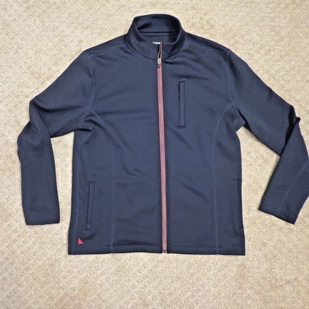 Untuckit Mens Blue Dashwood Jacket Size MED Full Zip Performance Stretch